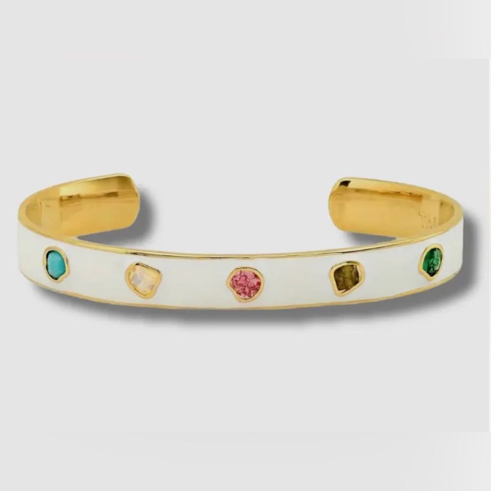 *Tai* Women's Gold Enamel Open Cuff Slide-On Bracelet